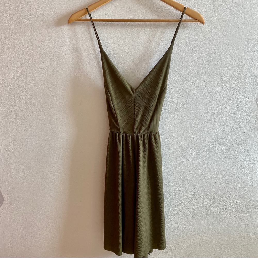 Zara Olive Green Strap Romper Open Back
